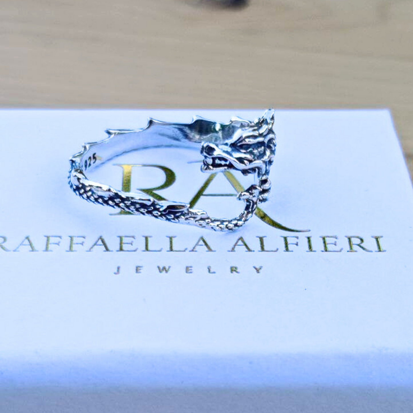 Anello drago regolabile in argento sterling 925.