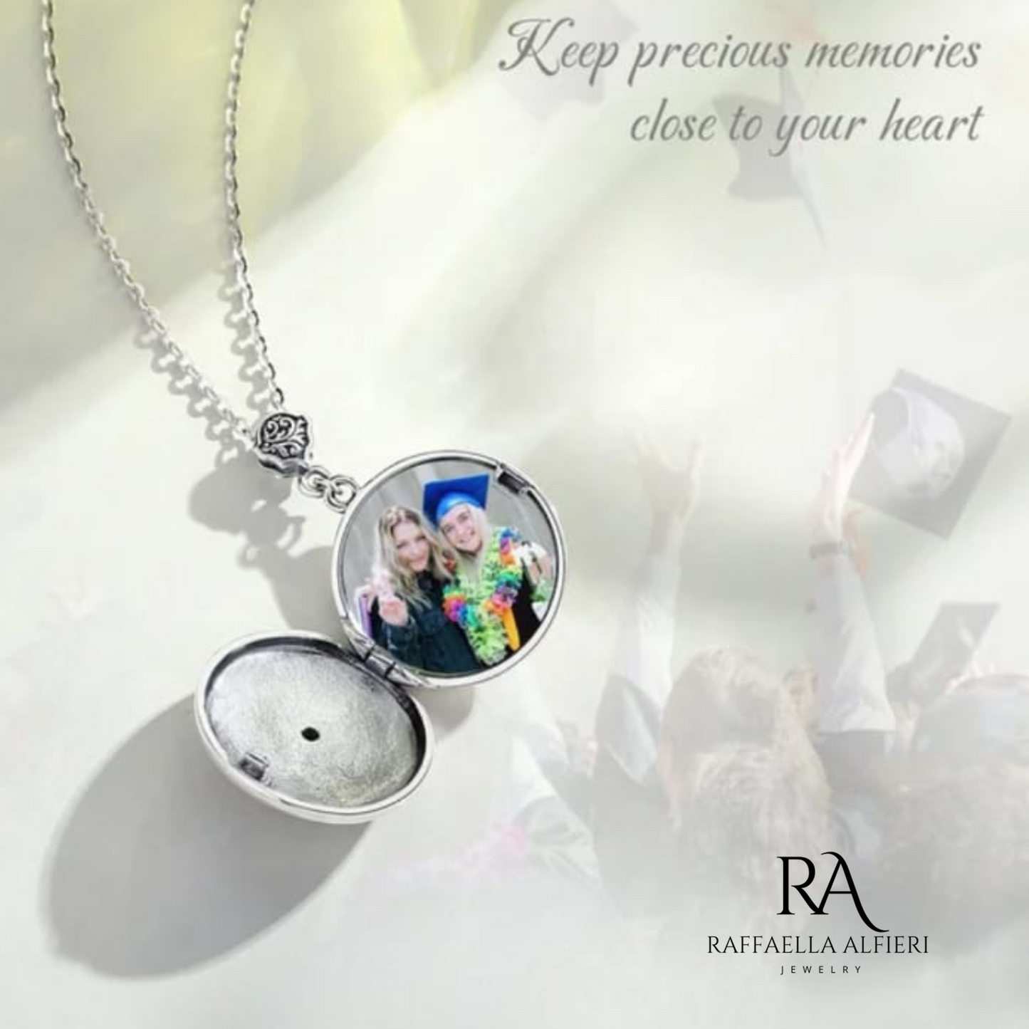 collana con ciondolo in argento 925 anticato portafoto a forma di bussola