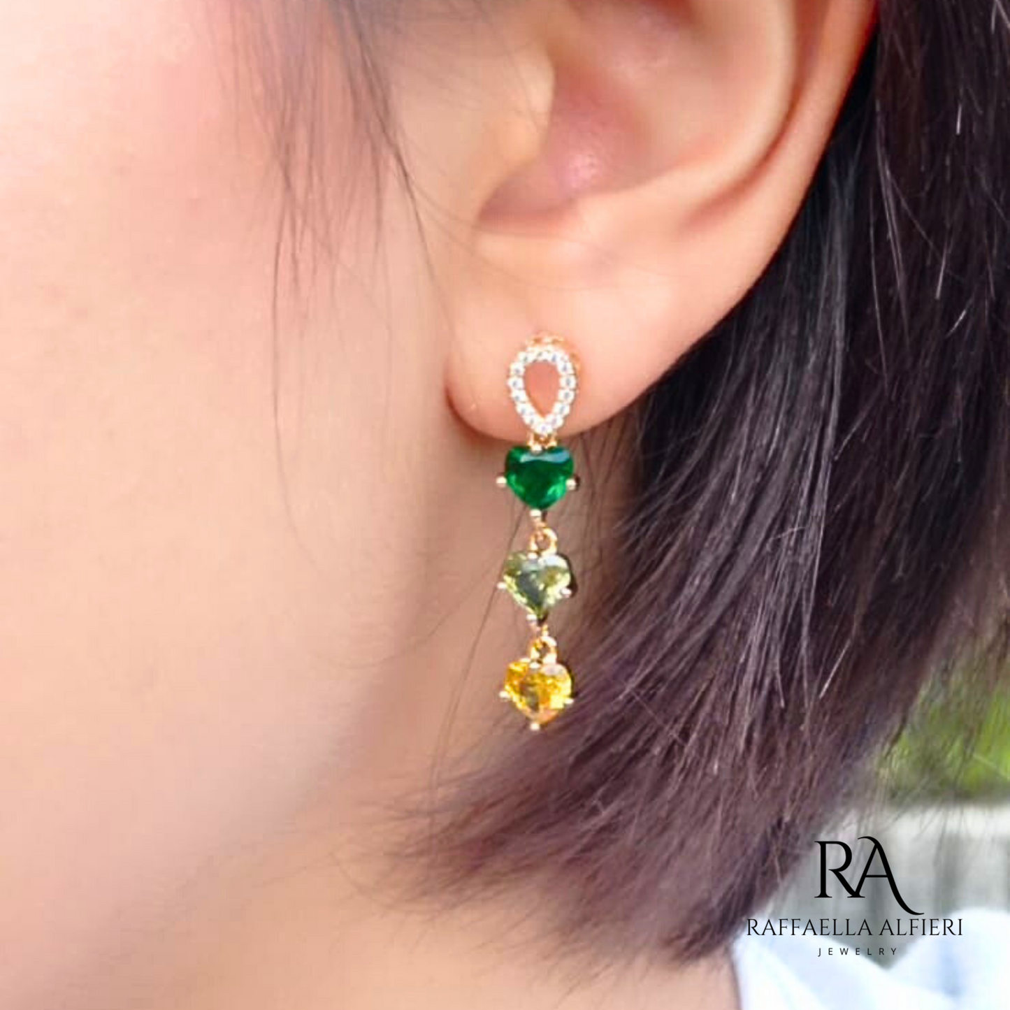 Orecchini Sailor Moon 3 Cuori in Zircone – Placcati Oro 18K