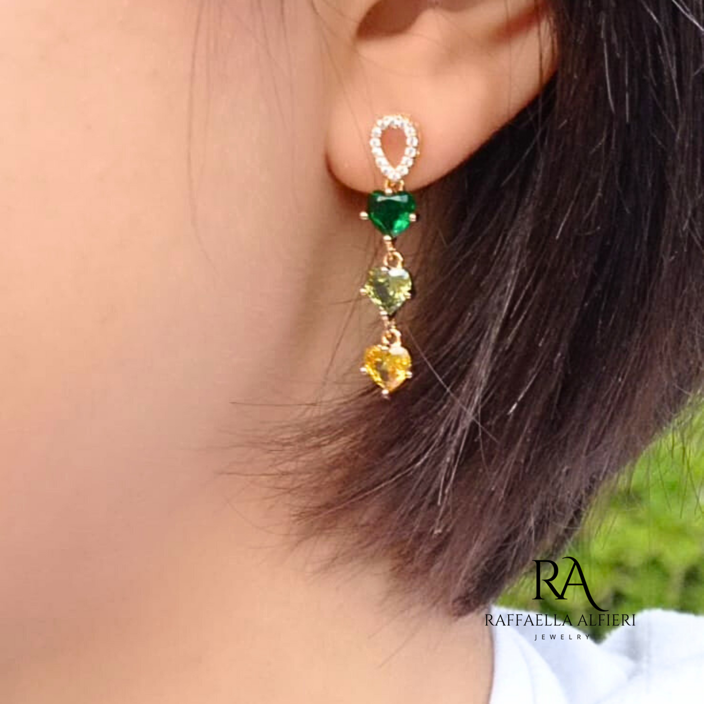 Orecchini Sailor Moon 3 Cuori in Zircone – Placcati Oro 18K