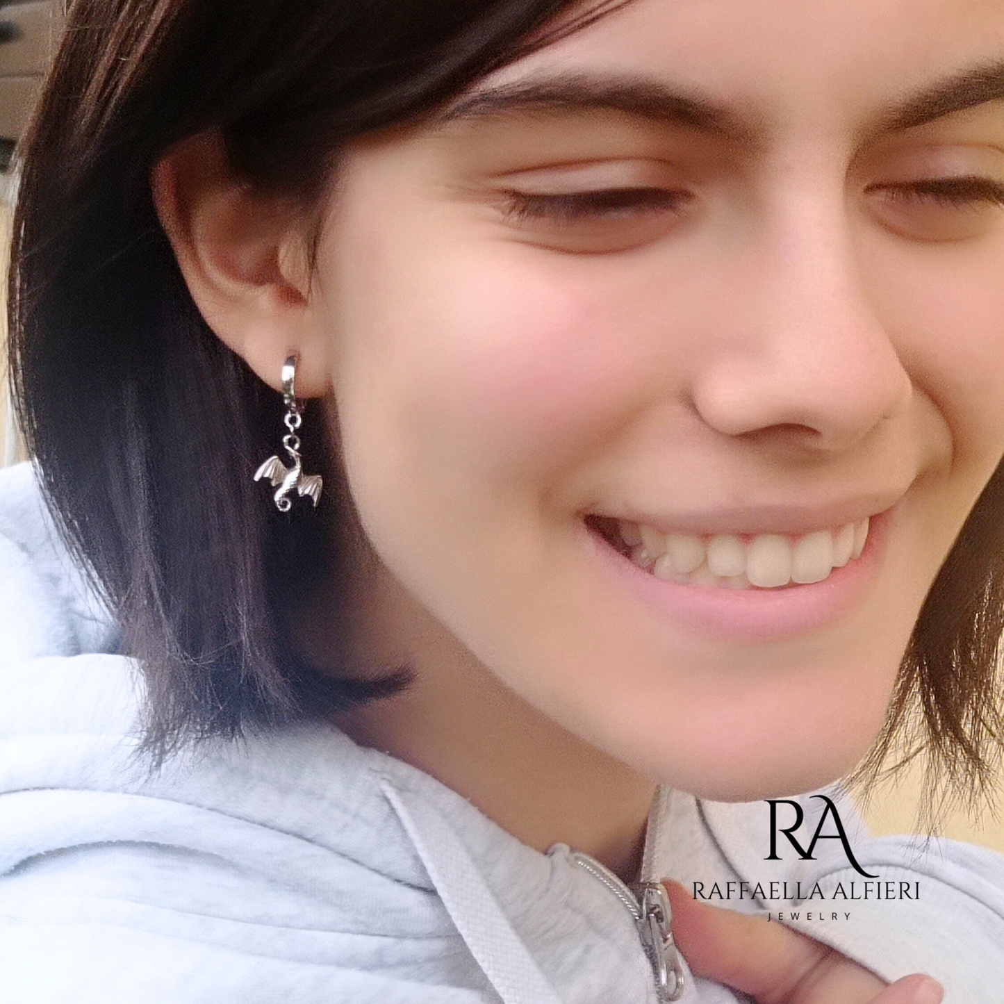 Huggie hoops dragon earrings