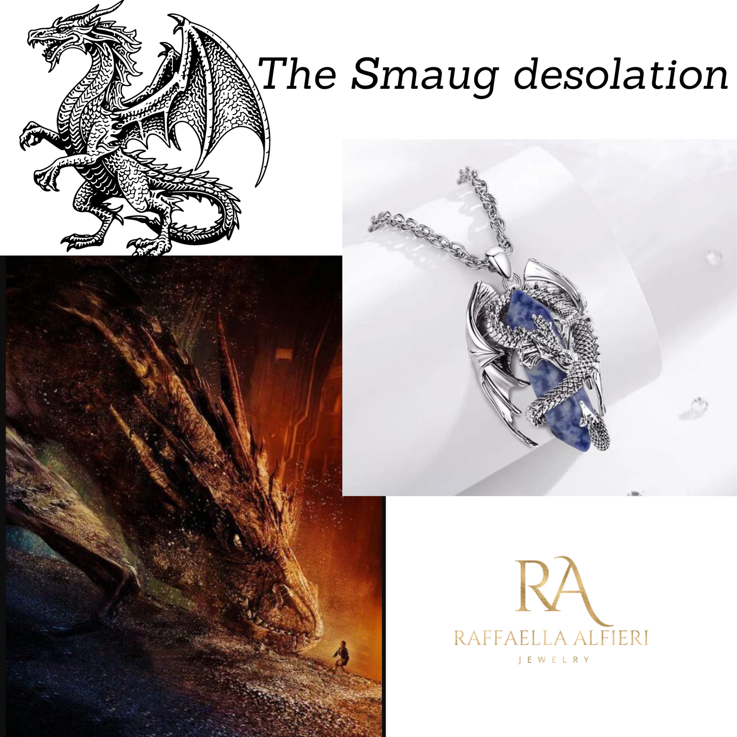 Dragon silver necklace whit sodalite prism