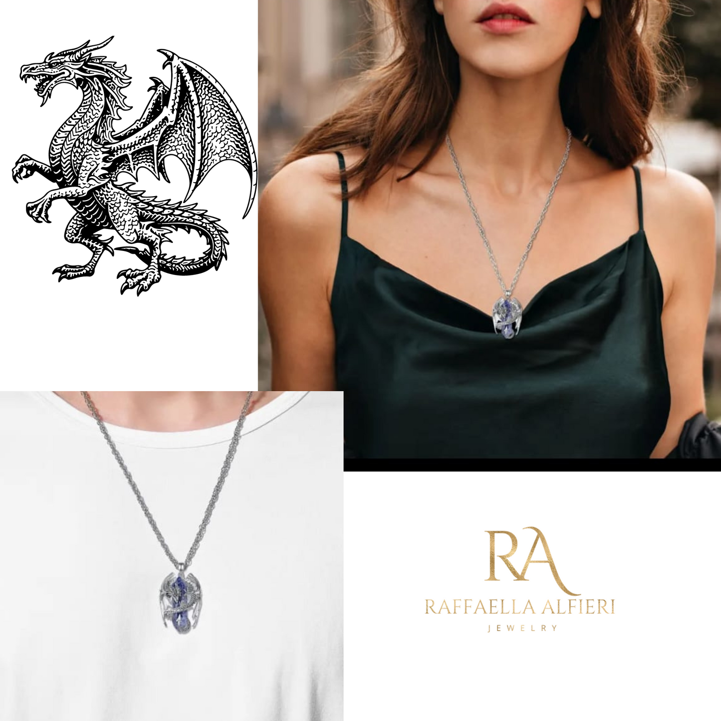 Dragon sodalite prism necklace