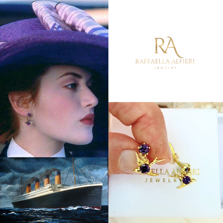 Titanic Rose earrings amethyst zircon