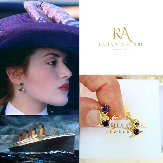 Titanic Rose earrings amethyst zircon