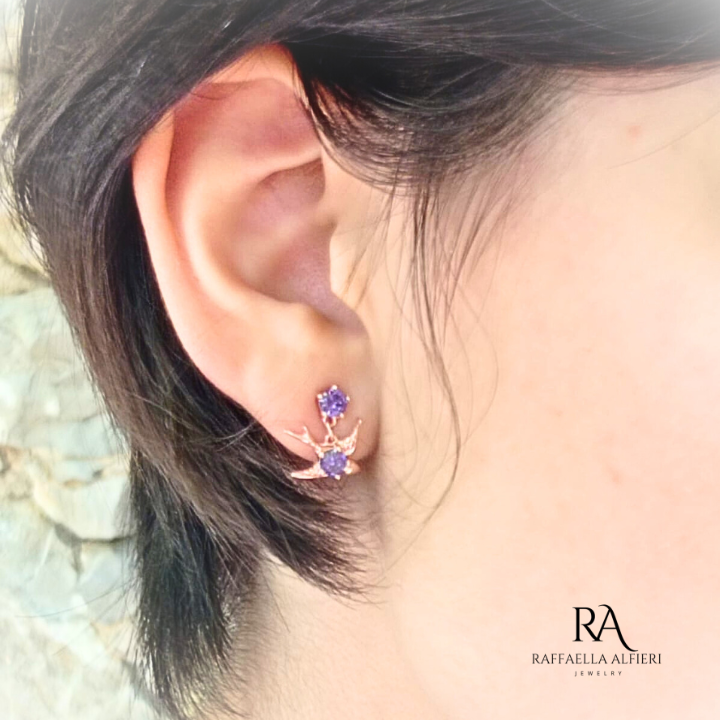 Titanic Rose earrings amethyst zircon
