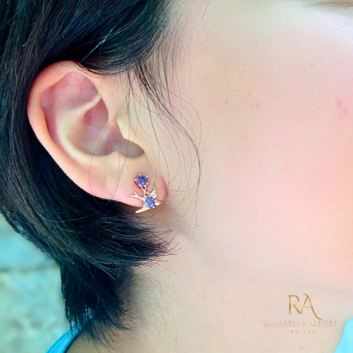 Swallow earrings Rose Titanic