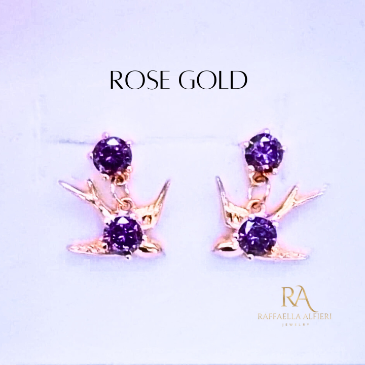 Swallow earrings Rose Titanic