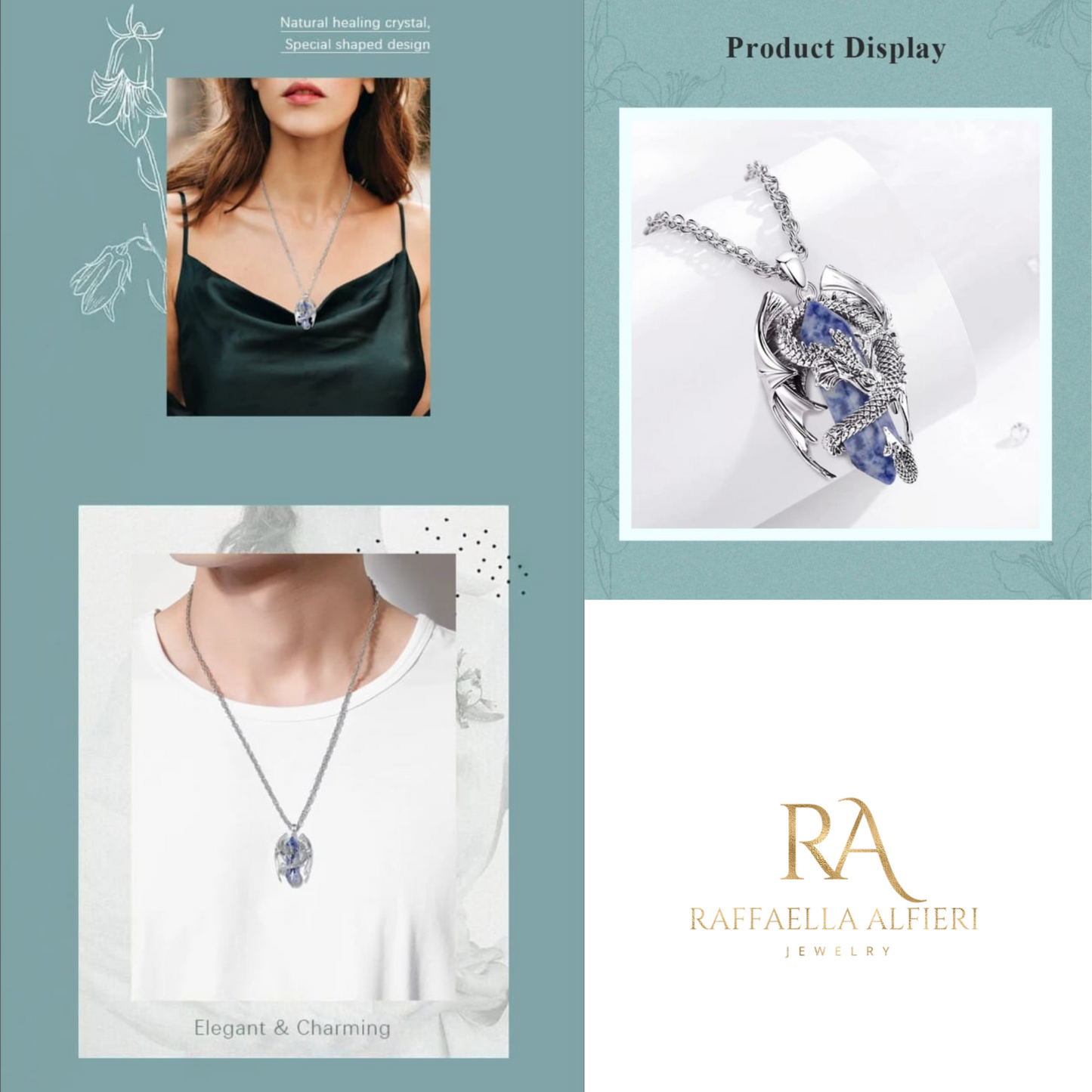 Sodalite dragon necklace