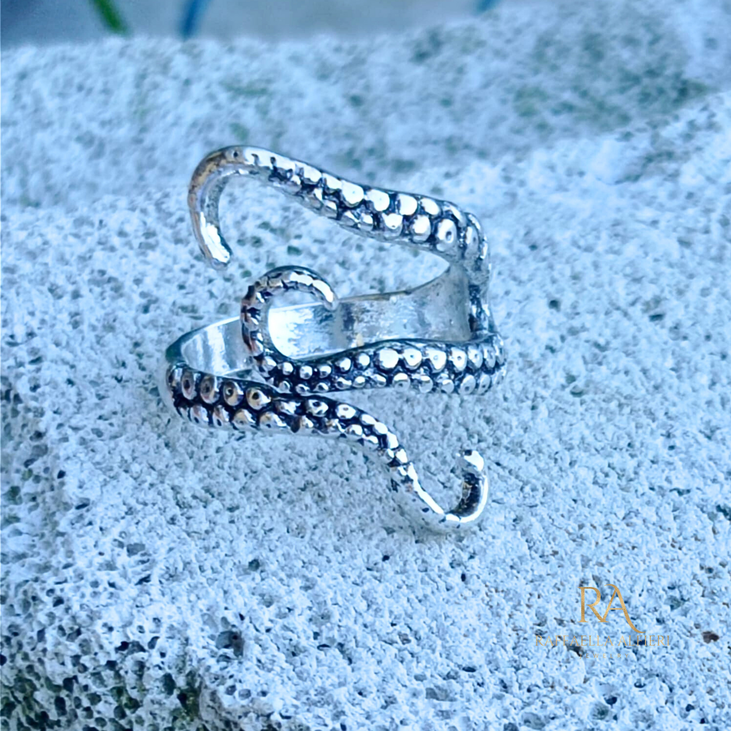 Anello Regolabile Argento Tentacoli Polipo Kraken Pirati dei Caraibi 3 - Creazione Unica Ispirata al Film - Gioiello Fantasia Vintage Moda