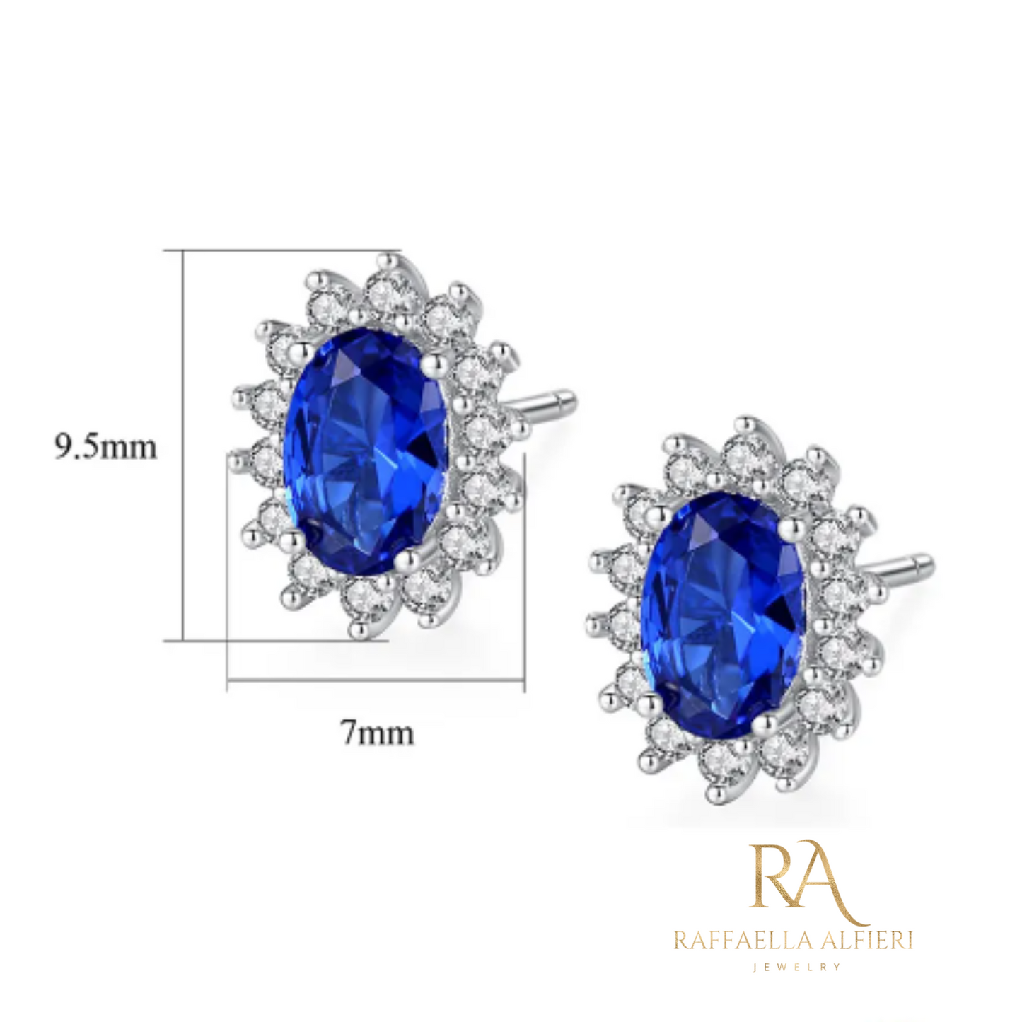 Kate Middleton and princess Diana earrings Silver 925 plated jewelry set. Sapphire earrings with zircon ispired to the Royal Crown jewelry.