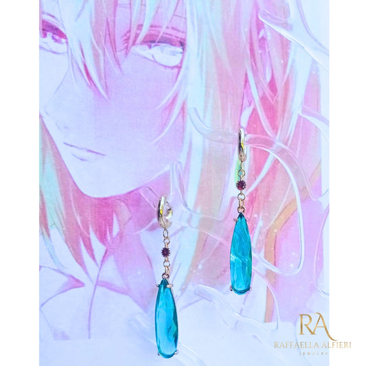 Howl's Earrings long gold plated 18k Huggie Hoop Howl Moving Castle Earrings Anime Earrings Studio Ghibli Cosplay, Gift Box included.