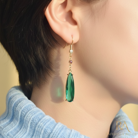 Orecchini pendenti verde smeraldo e rosso ispirati ad howl moving Castle