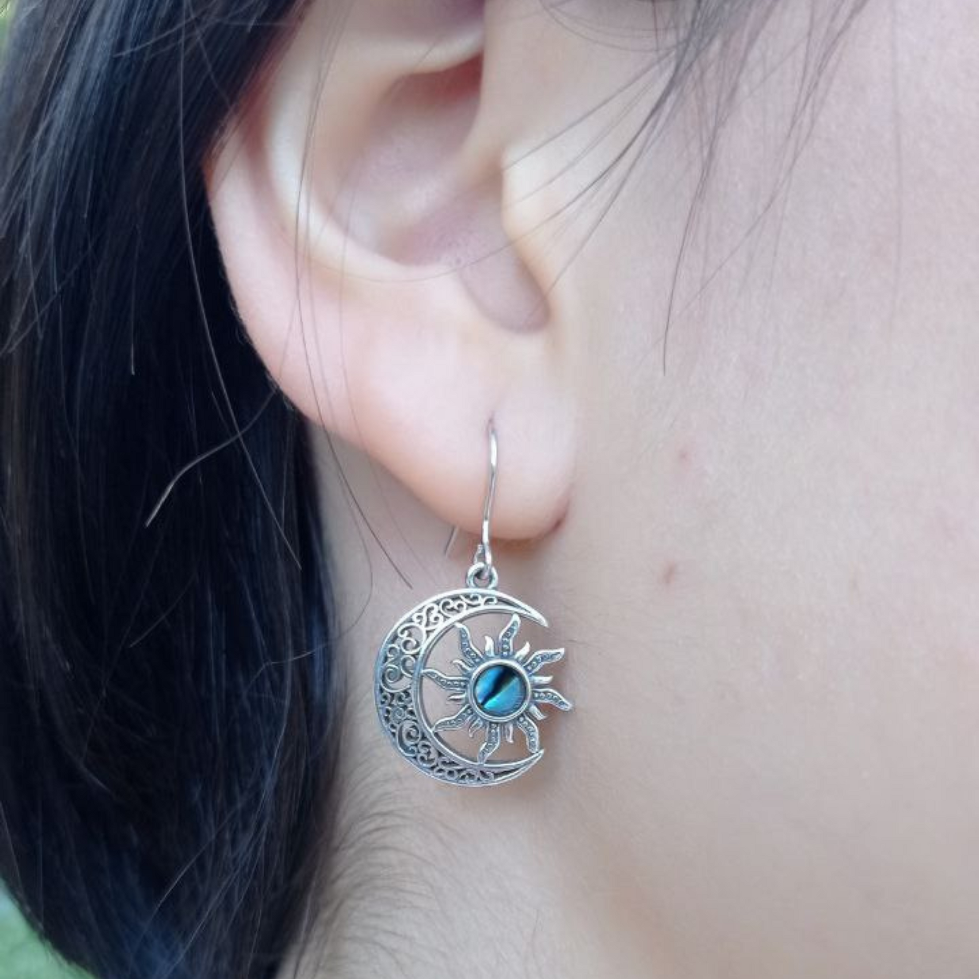 Orecchini pendenti sole e luna