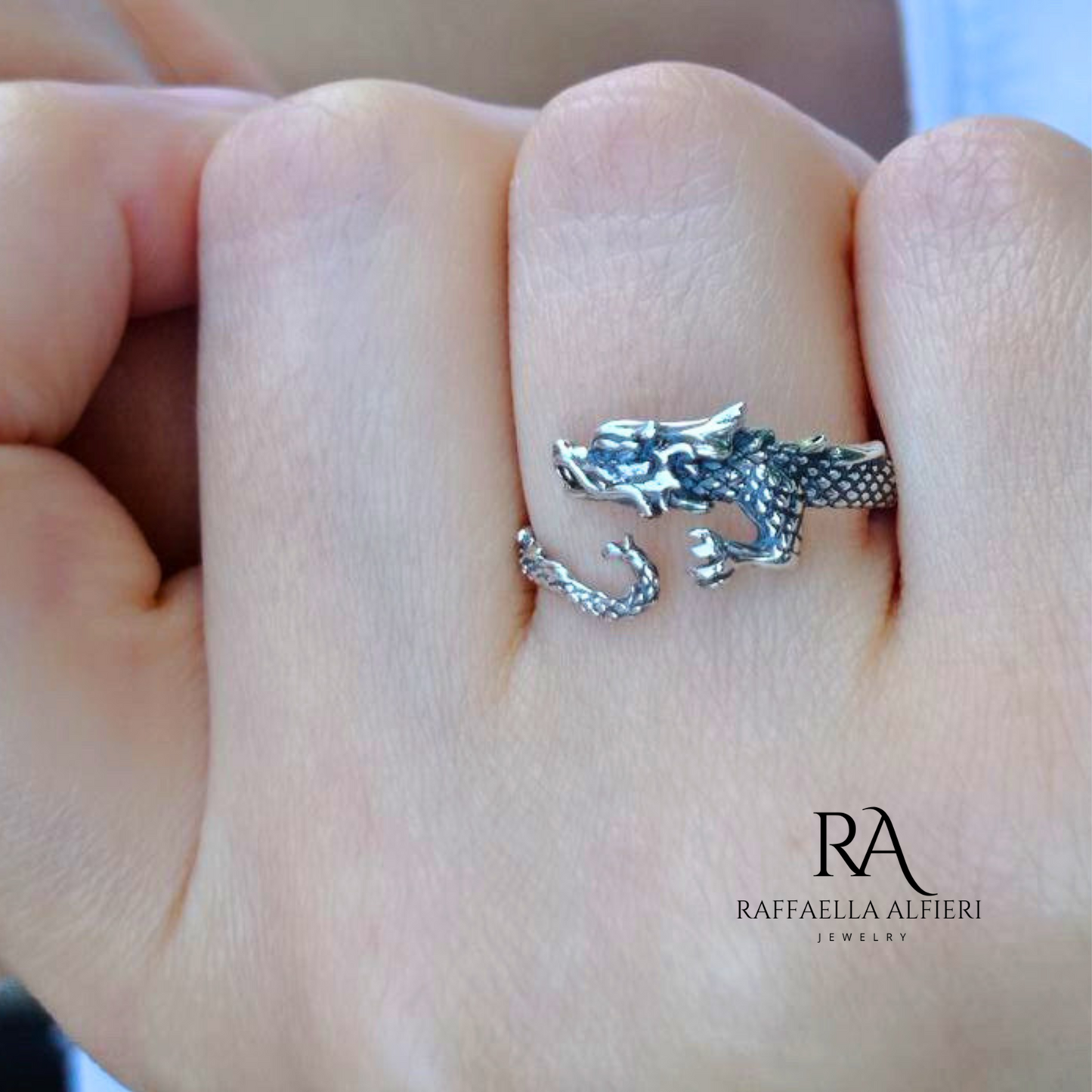 anello drago regolabile in argento 925