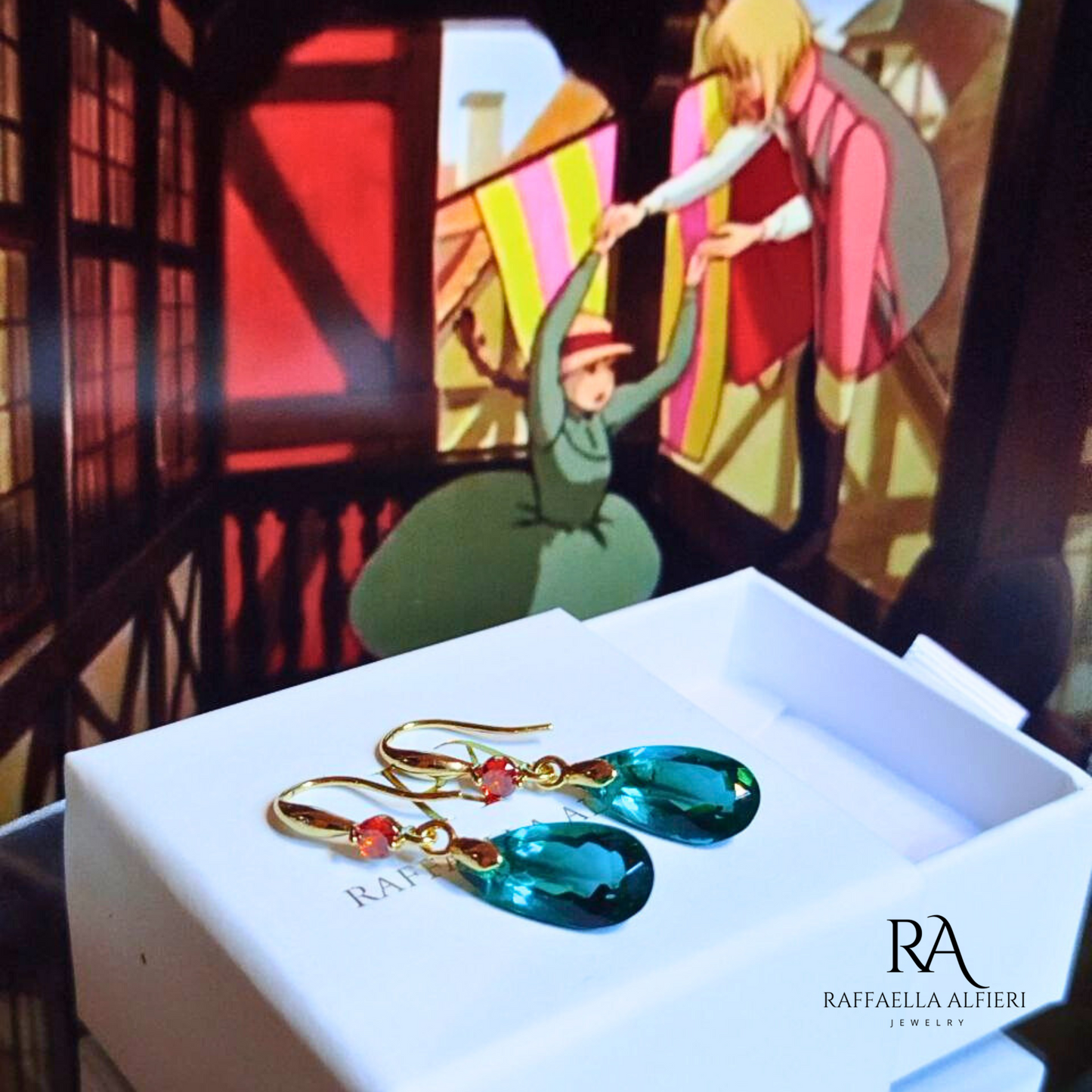 Emerald dangle earrings