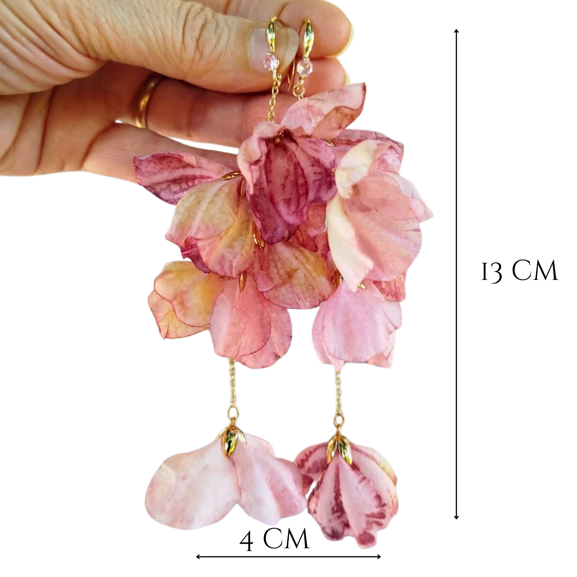 orecchini grandi floreali rosa antico
