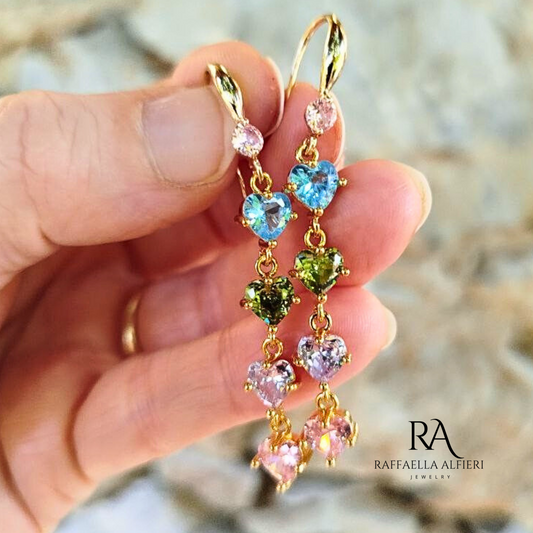 orecchini con cuori multicolore