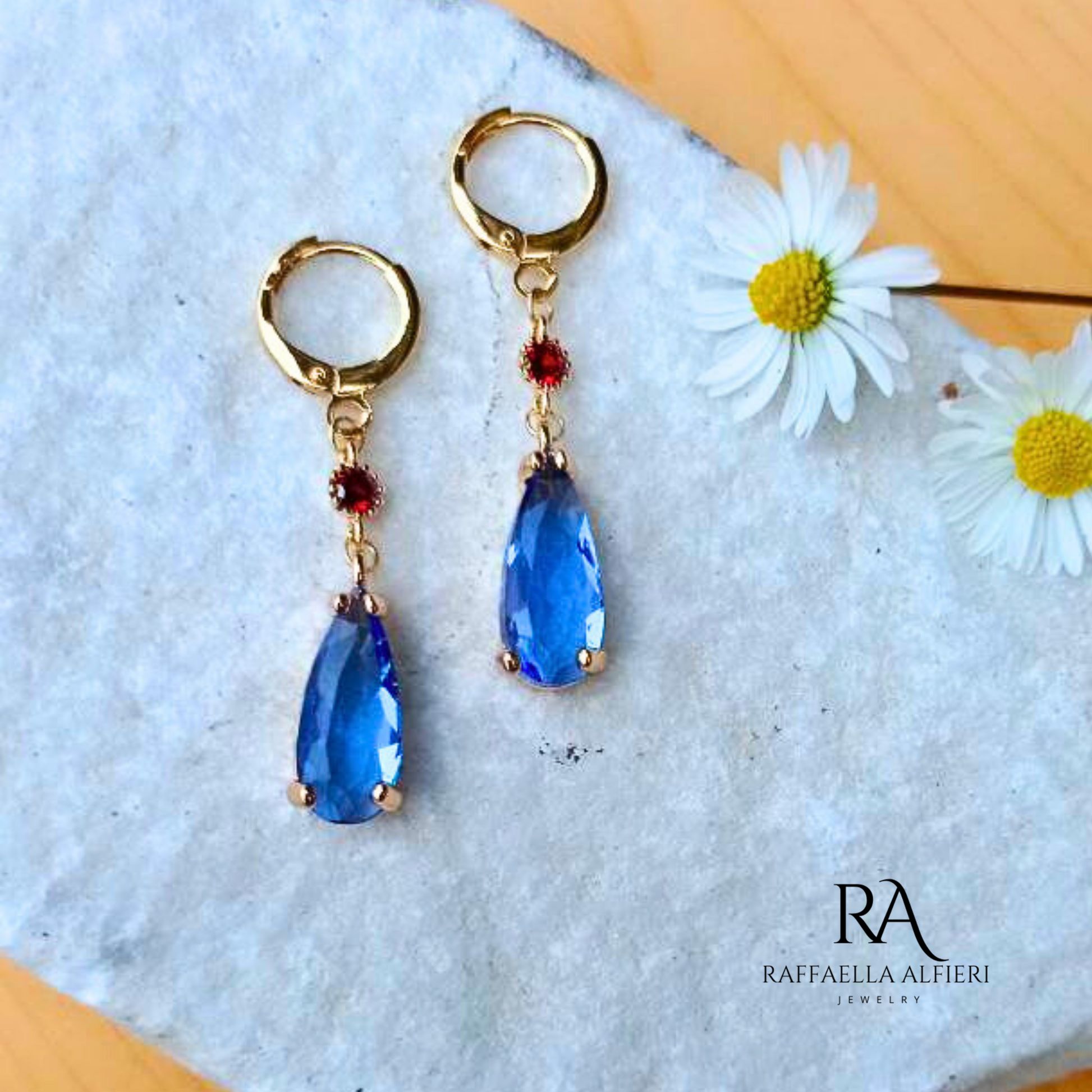 Blue Crystal Earrings Gold Plated Copper Statement Piece Fantasy Style Design Elegant Drop Shape Formal Occasion Jewelry Special Event Accessory Leverback Closure Premium Quality Construction Modern Fashion Collection Unique Artistic